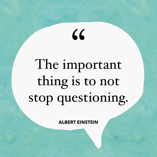 The important thing is to not stop questioning. –Albert Einstein