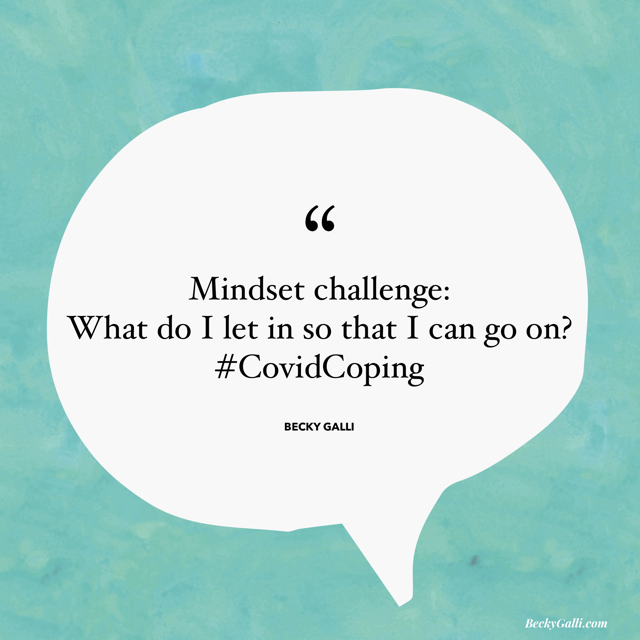 Mindset challenge: What do I let in so that I can go on? #CovidCoping – Becky Galli